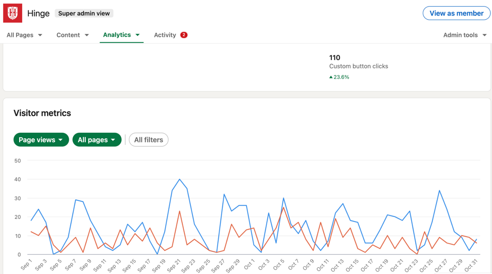LinkedIn Analytics Visitor Metrics